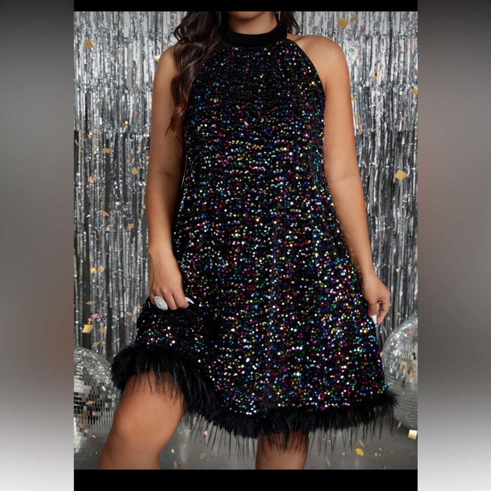 SHEIN Black Sequin Party Dress